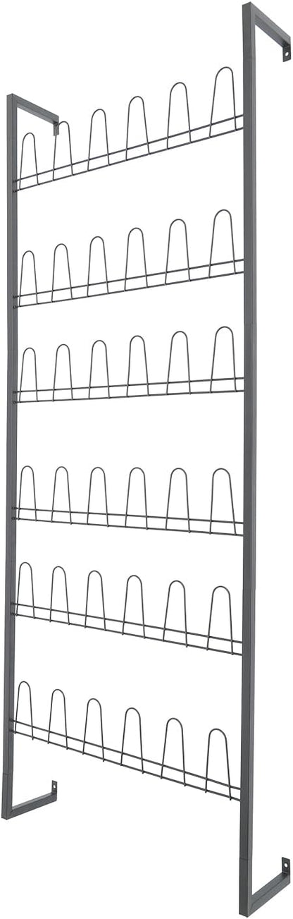 Gdrasuya10 Black Metal Hanging Wall Shoe Rack for Closet, Mudroom and Entryway, 6 Tier 70" Tall Wall Mounted Space Saving Boot and Shoe Rack Organizer, Holds 18 Pairs
