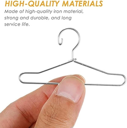 20Pcs Mini Hangers Metal Doll Clothes Holders Wire Rack Stand Doll Clothes Rack for Doll Clothes Gown Dress Outfit Doll Clothes Accessories (Gold,7.5cm)