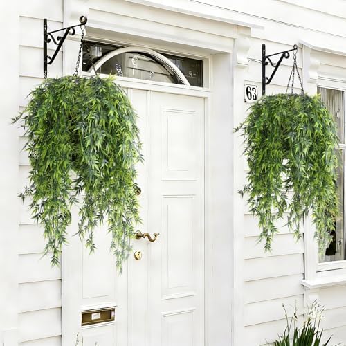 RECUTMS Artificial Hanging Bamboo Leaves Plant 3P 2.6FT Plastic Ivy Garland - Image 2