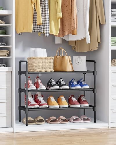 Kitsure Shoe Rack for Closet, Shoe Storage, 27.6" Wide - 3 Tiers, Black - Image 4
