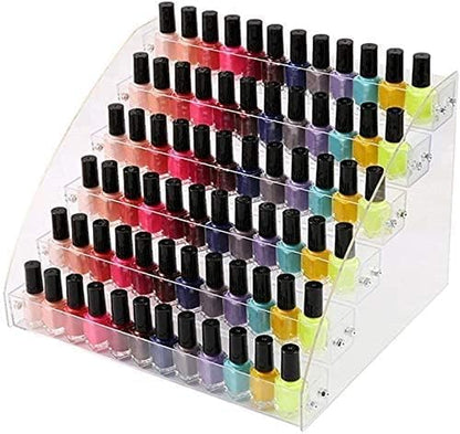 6 Tiers Acrylic Essential Oil Display Rack Nail Polish Organizer Plastic Collection Container for Paints Dropper Bottle Makeup Tabletop Desktop Retail Store Shelf Storage Case Stand Fair Show Holder