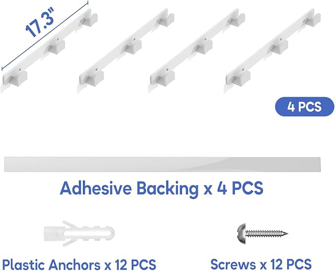 KIMBORA 4 Packs Hat Rack for Wall, Hat Organizer for Baseball Caps Holds 36 pcs, 3 Mounting Options Cap Hook Hanger, Strong Snapback Holder Storage Display for Door, Room, Closet (White)