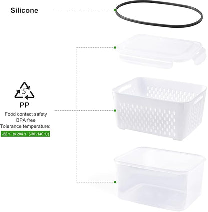 Freshmage Fruit Storage Containers for Fridge with Removable Colander, Airtight Food Storage Container, Dishwasher Safe Produce Saver for Refrigerator, Keep Berry Fruit Fresh Longer 8 pcs Small Clear