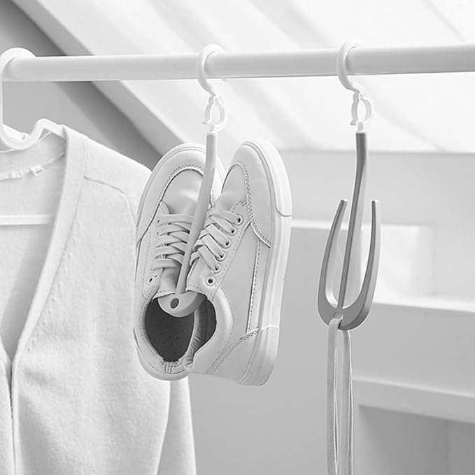 ULTECHNOVO Shoe Organizer Hanging 2 Hook Shoe Rack Laundry Room Hanging Rack Balcony Space-Saving