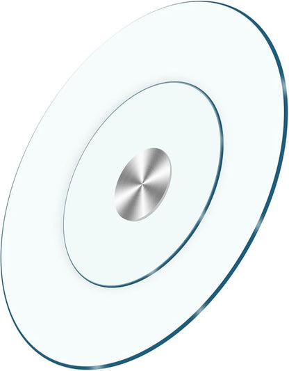 24" Tempered Glass Lazy Susan Turntable for Dining Table Large Tabletop 360° Rotating Tray Clear Serving Plate - Perfect for Family Gatherings, Banquets, and Weddings