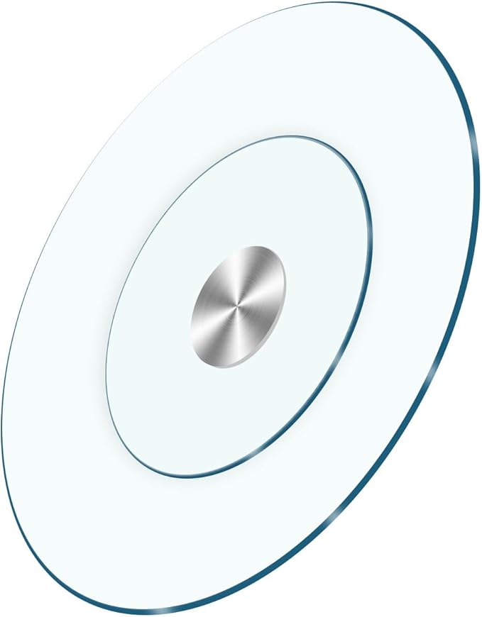 48" Heavy-Duty Lazy Susan Turntable - 1/3" Extra-Thick Tempered Glass (50% Thicker!) - Anti-Tip Design & Silent Spin for Banquets, Dining Tables