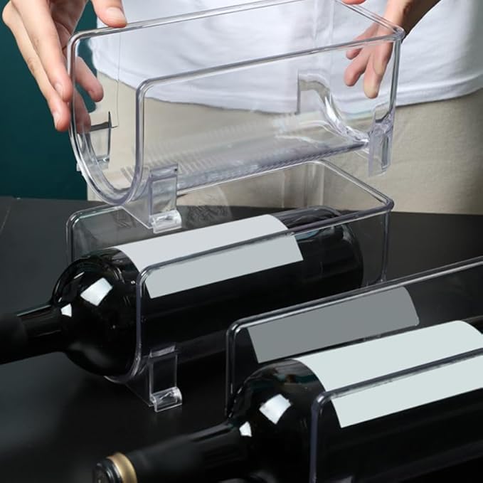 Cabilock Stackable Drawer Style Wine Rack 2-Pack 8.07X3.93X4.01In Compact Bottle Holder Organizer for Kitchen Bar Home Party Events