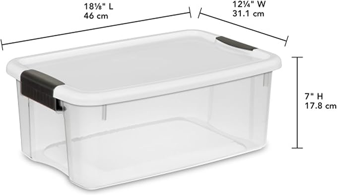 Sterilite 6-Pack Ultra Latching Box, Storage Bins with Lids, Clear Plastic, 18 Qt – Large Heavy-Duty Organizing Bin Containers for Home, Closet, Kitchen, Pantry, Bathroom, and Office