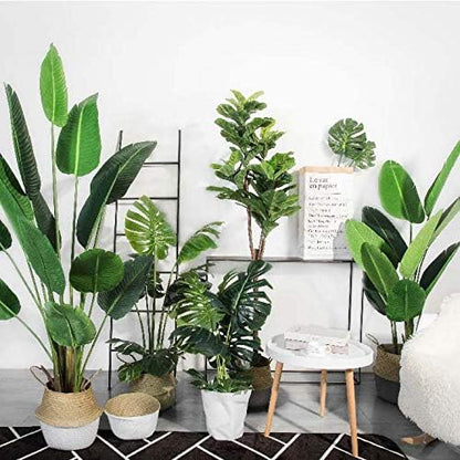 Seagrass Plant Basket with Handles Natural Woven Storage Baskets (White L(9.5" D x 11" H))