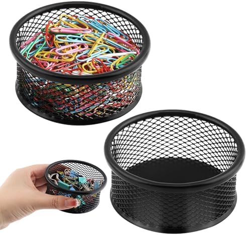 NINEFOX 2 Pack Paper Clip Holder, Mesh Paperclip Holders, Black by Unknown