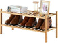 2-Tier Bamboo Shoe Rack for Entryway, Stackable | Heavy Duty | Multi-Function, Free Standing Shoe Racks for Bedroom Hallway Closet