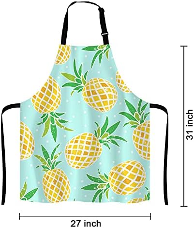 Watercolor Pineapple Apron for Women and Men, Adjustable Kitchen Chef Apron for Cooking Baking - Cute Birthday, Anniversary, Mother's Day Apron Presents for Mom Wife Girlfriend Aunt Grandma - Image 2
