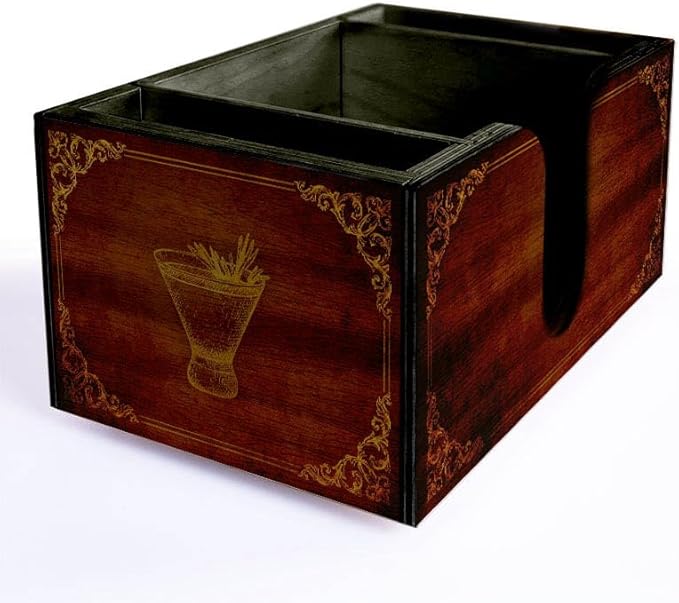 Wooden Utensil Holder Napkin Bar Caddy Parent (Vintage Bar)