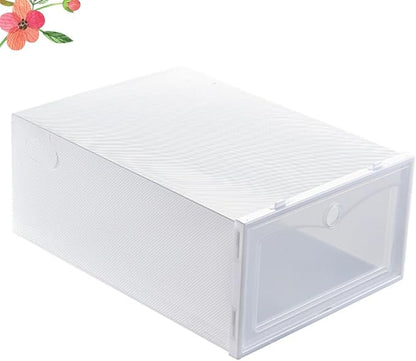 VICASKY Thicken Shoe Storage Boxes with Flip Lid 6pcs 33x23x13cm White Moisture and Dust Resistant Shoe Organizer for Closet and Entryway