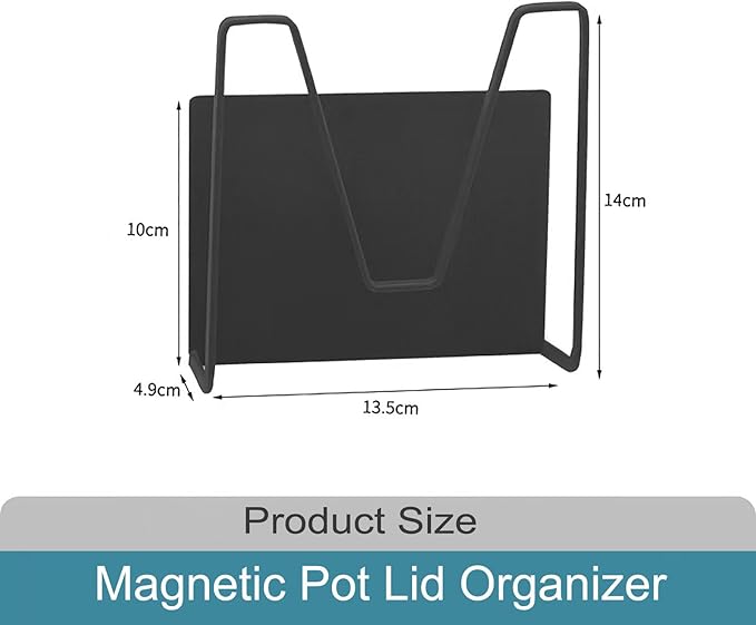 Magnetic Pot Lid Holder, 2 Pack Metal Pot Lid Rack for Refrigerator, Moveable Pot Lid Organizer Magnetic Shelf, Kitchen Organizers and Storage for Cutting Board, Baking Tray