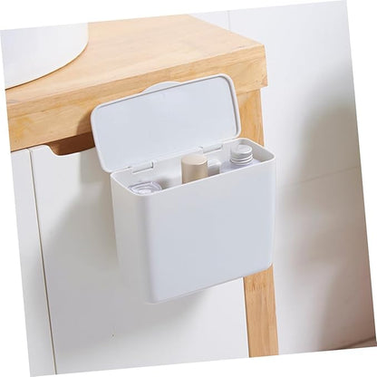 Cute Bathroom Organizer Box Plastic Cosmetic Storage Container Lid Multi-purpose Desk Accessory