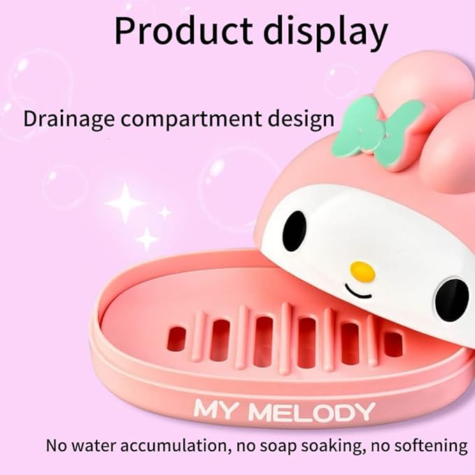 Kawaii Cute Soap Case Holder Container with Lid - Cute Soap Dish for Bathroom Accessories (Purple kuruo)