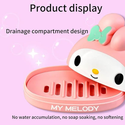 Kawaii Cute Soap Case Holder Container with Lid - Cute Soap Dish for Bathroom Accessories (Purple kuruo)