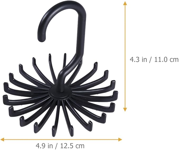 SEWACC 2pcs Rotating Neck Tie Holder Rotatable Plastic Closet Tie Hanger Belt Scarf Organizer Hooks Space-Saving Necktie Rack for Home Storage
