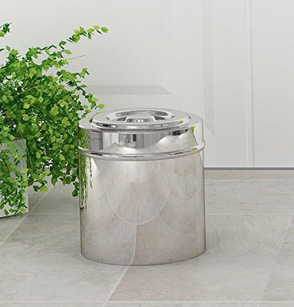 nu steel Gloss Decorative Stainless Steel Bathroom Vanity Countertop Storage Organizer Canister Jar for Cotton Swabs, Rounds, Balls, Makeup Sponges, Bath Salts - Shiny