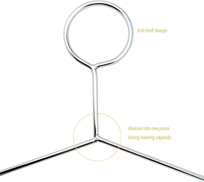 20 PCS Heavy Duty Metal Hangers Stainless Steel Anti-Theft Security Closed Loop Wire Coat Hangers for Hotels and Hospitality 16.5 Inch