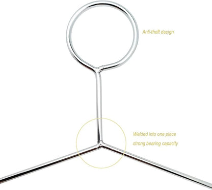 20 PCS Heavy Duty Metal Hangers Stainless Steel Anti-Theft Security Closed Loop Wire Coat Hangers for Hotels and Hospitality 16.5 Inch