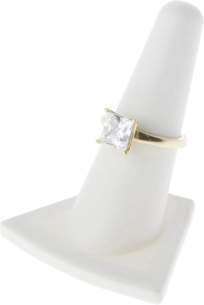 Plymor White Rubber Ring Finger Display, Single on Triangular Base, 2" W x 1.625" D x 2.125" H (Pack of 6)