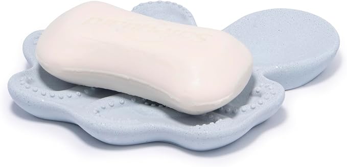 ZAWUU Resin Draining Octopus Soap Dish with Embossed Design – Multiuse Holder for Bathroom & Kitchen (Blue, Octopus)