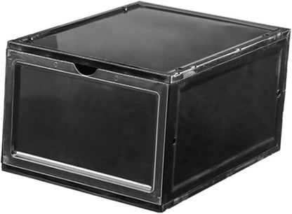 MAGICLULU Thick Plastic Magnetic Shoe Boxes Stackable Shoes Storage Easy to Entryway Organizer