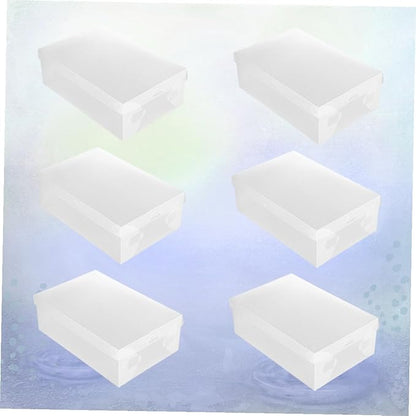 TEHAUX 6PCS Transparent Dustproof Shoe Boxes Plastic Storage Containers with Flip Cover Stackable Shoe Organizers for Home and Shop