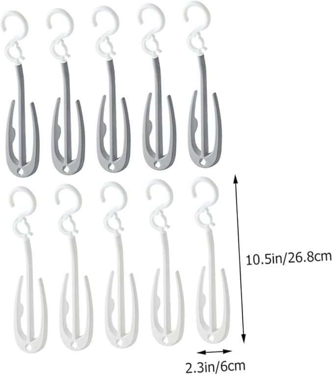 Hemobllo 10-Piece Portable Plastic Shoes Drying Rack Double Hooks Hanging Shoe Holder for Home Use Slippers Organizer for Laundry Room and Balcony