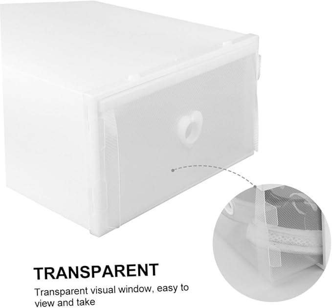 CHILDWEET 3pcs Thickened Pp Plastic Shoe Storage Boxes with Drawers, Dustproof and Moisture-resistant Organizer for High-heeled Shoes and Sneakers, 31×20×12cm, White, Stackable Closet