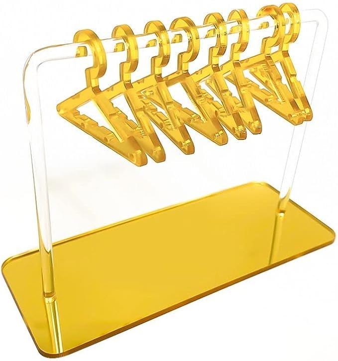 Cute Earring Rack Holder Coat Hangers Shape Unique Earring Display Stand Acrylic Ear Studs Display Rack Earring Hanging Organizer(Gold)