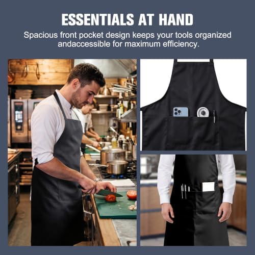 16 Pack Black Bib Apron, Waterd Resistant Unisex Aprons Bulk with 2 Pockets - Image 4