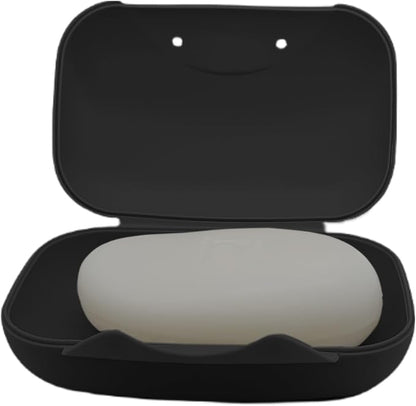 Soap Holder Container, Portable Bar Soap Saver Scrubber Case for Bathroom and Kitchen (Black)