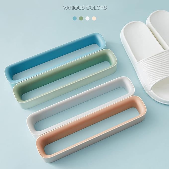 Wall Mounted Shoe Rack with Sticky Hanging Strips, Hanging Shoe Organizer for Bathroom, Door Shoe Hangers,premium Slippers Rack, Shoe Rack for Door (white+green)