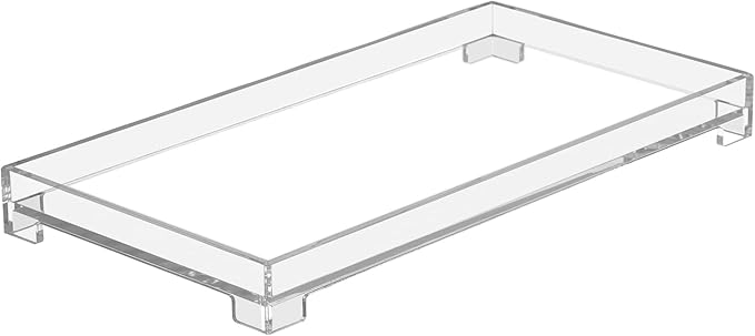 Vanity Bathroom Tray, Acrylic Rectangle Decorative Catchall Organizer Storage Tray (Large-Clear)