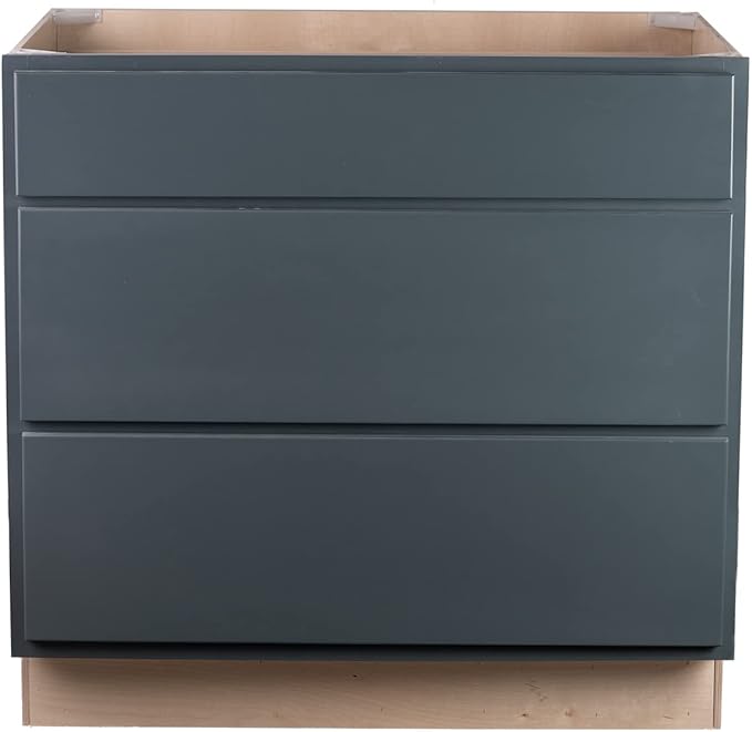 Quicklock RTA (Ready-to-Assemble) | Base Kitchen Cabinets - Shaker Style | Made in America (Needlepoint Navy, 36" Wx34.5 Hx24 D 3 Drawer)