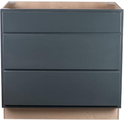 Quicklock RTA (Ready-to-Assemble) | Base Kitchen Cabinets - Shaker Style | Made in America (Needlepoint Navy, 36" Wx34.5 Hx24 D 3 Drawer)