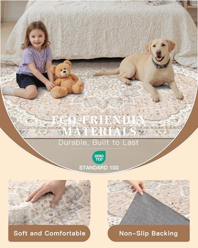 Madane Washable Area Rug 2x3 Small Entryway Rugs Non-Slip, Pink/Gray - Image 5