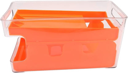 2 Tier Soda Can Rack Beverage Can Can Storage Holder Can Holder for Pantry Refrigerator (Orange)