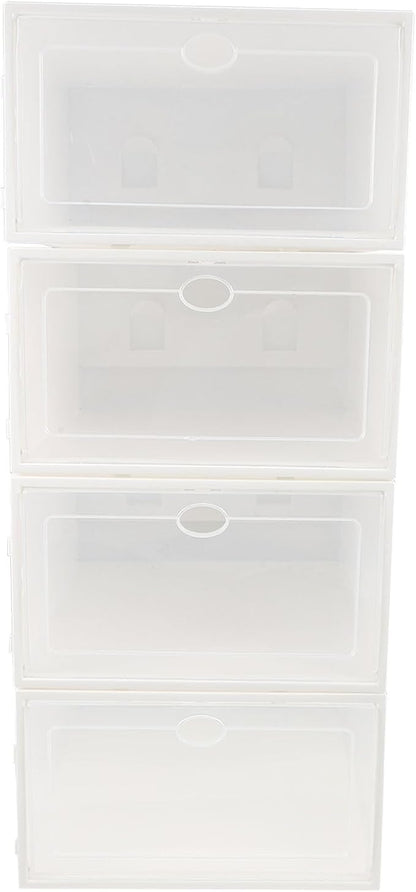 Milisten 4pcs Plastic Shoe Storage Boxes with White Frame, Thickened Waterproof Dustproof Multi-function Shoe Organizers for Home Use