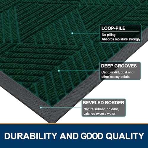 Smiry Front Door Mat Outside Entrance, Low Profile Rubber Doormat, 29.5x17 - Image 4
