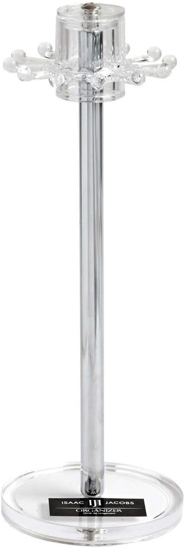 Isaac Jacobs Clear Acrylic Necklace Holder (12 Rotating Hooks) – Hanging Chain Organizer, Sleek & Sturdy Stand for Jewelry – Storage Solution- Bedroom- Bathroom - Countertop - Nightstand