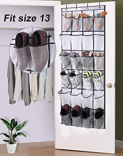 for MISSLO Over The Door Shoe Organizer, 24 Large Mesh Pockets, White, Door Organizer, Shoe Storage, 24 Pockets, White Color