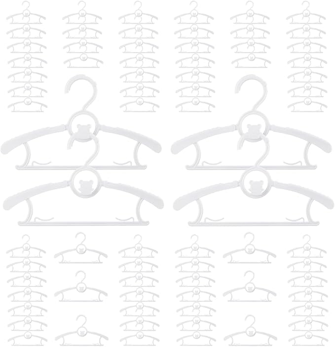 Baby Hangers for Nursery Closet 80 Pack Plastic Kids Clothes Hanger Space Saving Non Slip Extendable Toddler 11-14” Adjustable Hangers Heavy Duty Clothing Infant Hanger Bulk, White