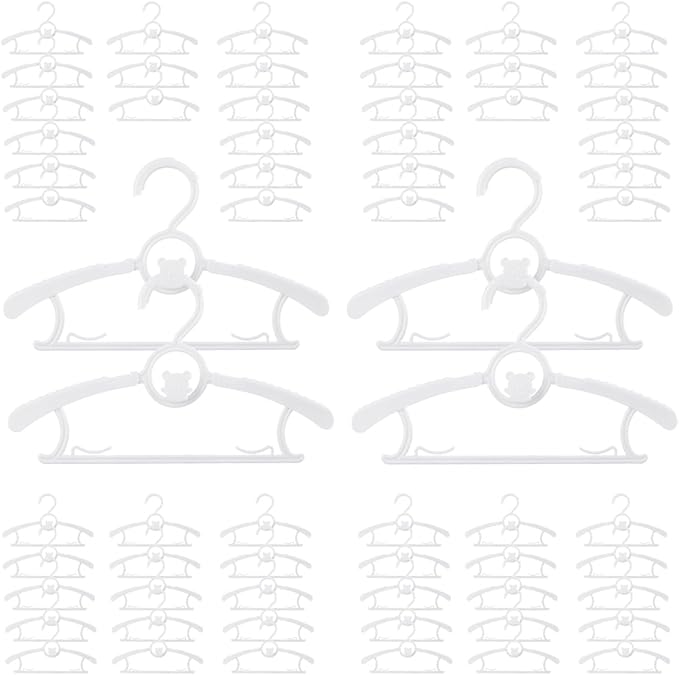 Baby Hangers for Nursery Closet 60 Pack Plastic Kids Clothes Hanger Space Saving Non Slip Extendable Toddler 11-14” Adjustable Hangers Heavy Duty Clothing Infant Hanger Bulk, White