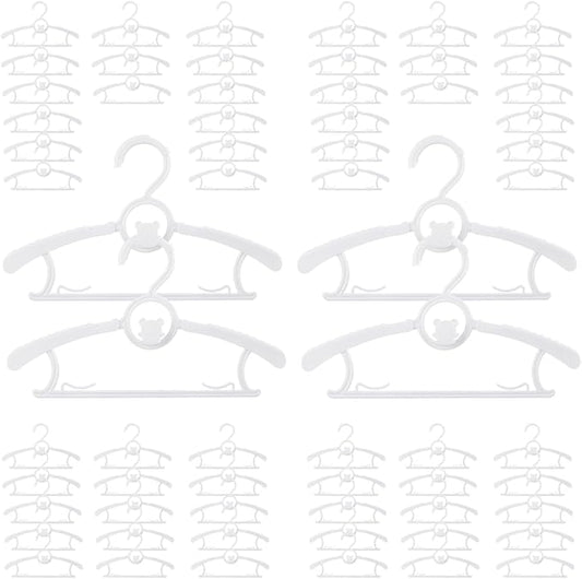 Baby Hangers for Nursery Closet 60 Pack Plastic Kids Clothes Hanger Space Saving Non Slip Extendable Toddler 11-14” Adjustable Hangers Heavy Duty Clothing Infant Hanger Bulk, White