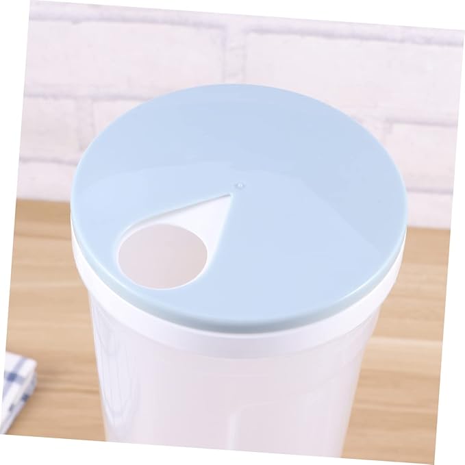 SHOWERORO Clear Plastic Noodles Container with Rotating Lid Multifunctional Food Storage Box for Grains Cereal Beans Nuts Spaghetti Light Blue