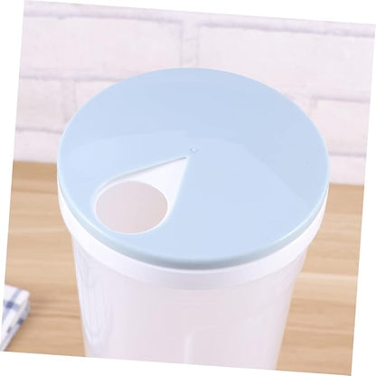 SHOWERORO Clear Plastic Noodles Container with Rotating Lid Multifunctional Food Storage Box for Grains Cereal Beans Nuts Spaghetti Light Blue